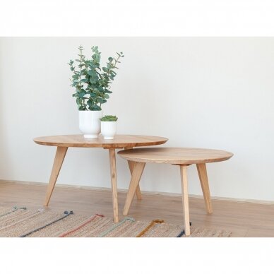 Kavos staliukas, natūralaus ąžuolo, 48x90x90 cm 4