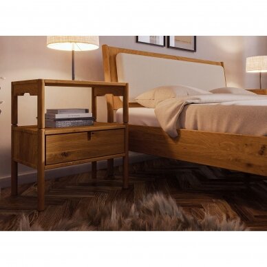Spintelė prie lovos, natūralaus ąžuolo, 64x60x36 cm 8